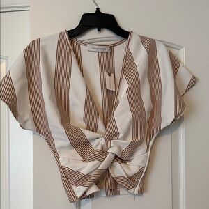bishop + young Brown and White Striped Blouse